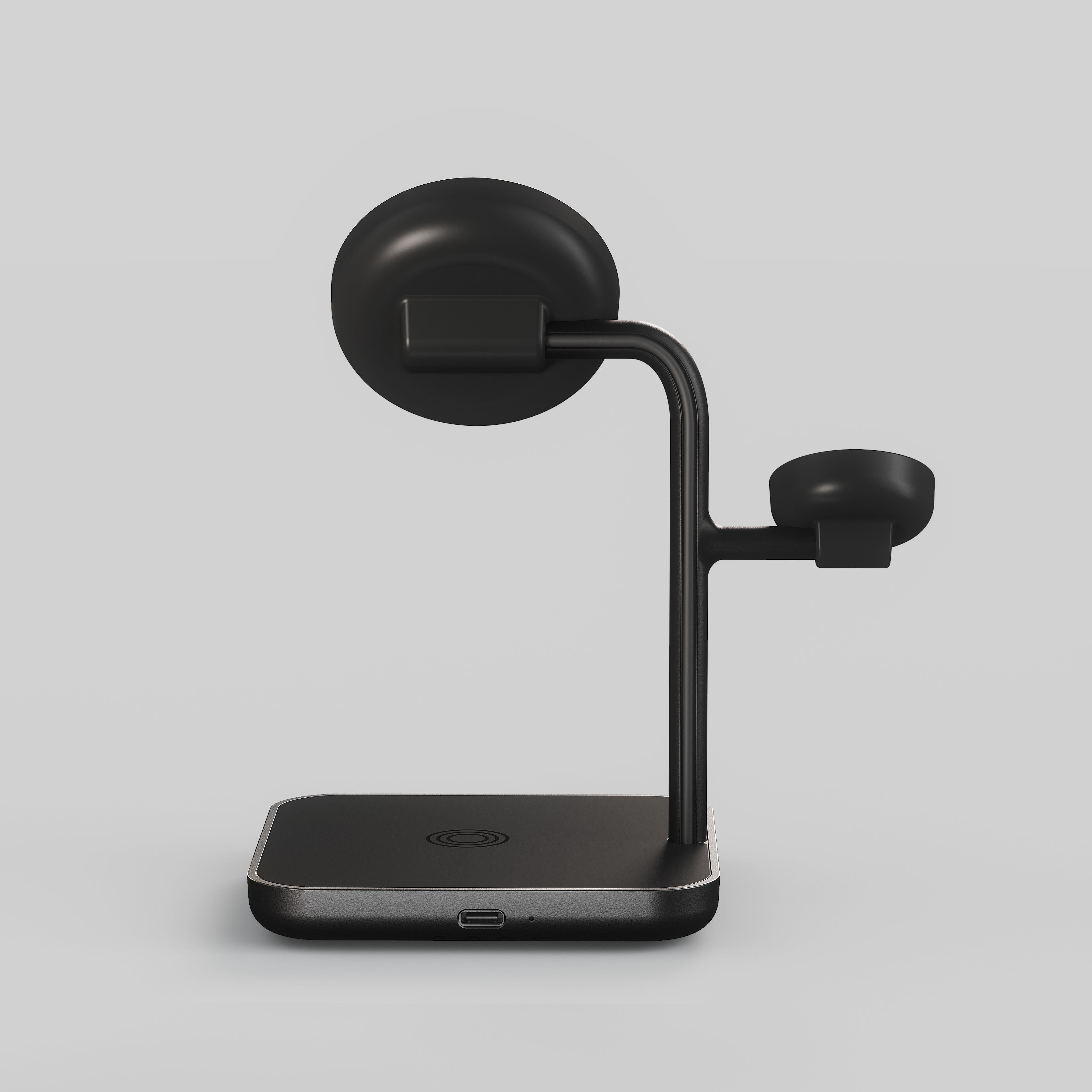 3 in 1 wireless magnetic charger for AirPods, Apple Watch and smartphone with a white background