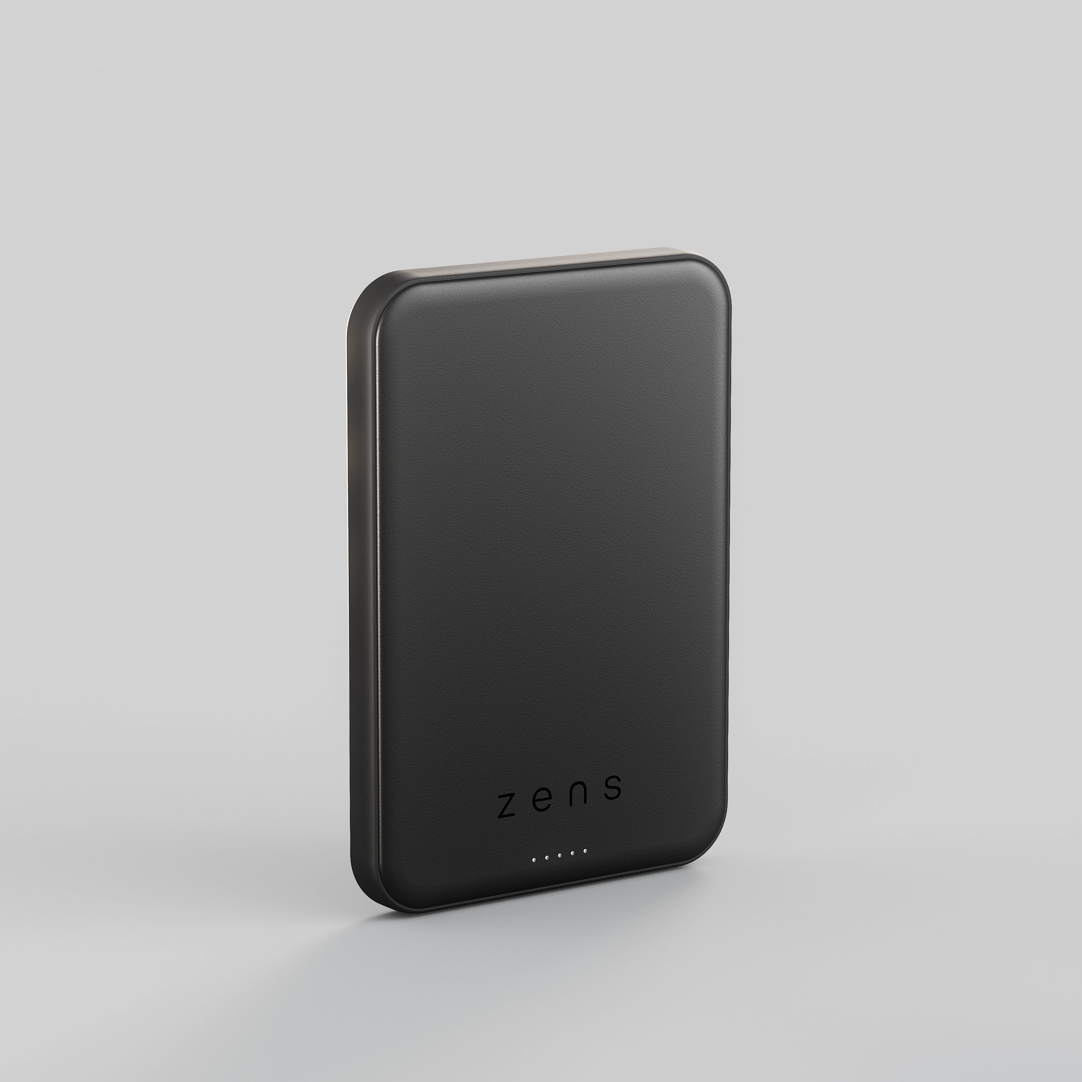  Black Zens magnetic wireless charger powerbank on a white background