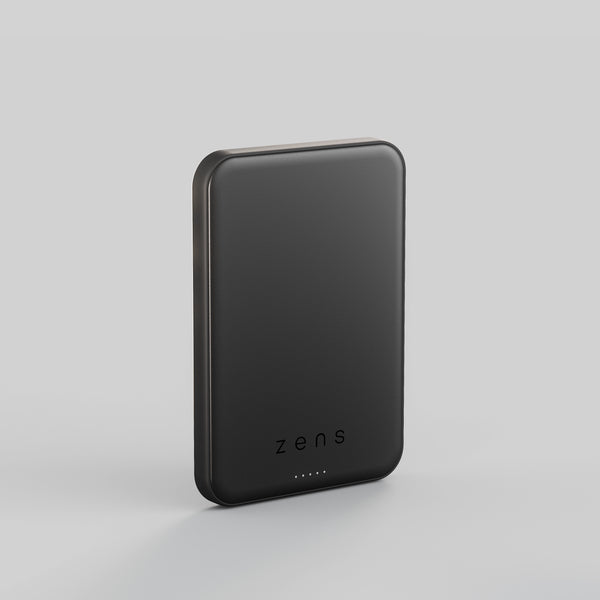  Black Zens magnetic wireless charger powerbank on a white background