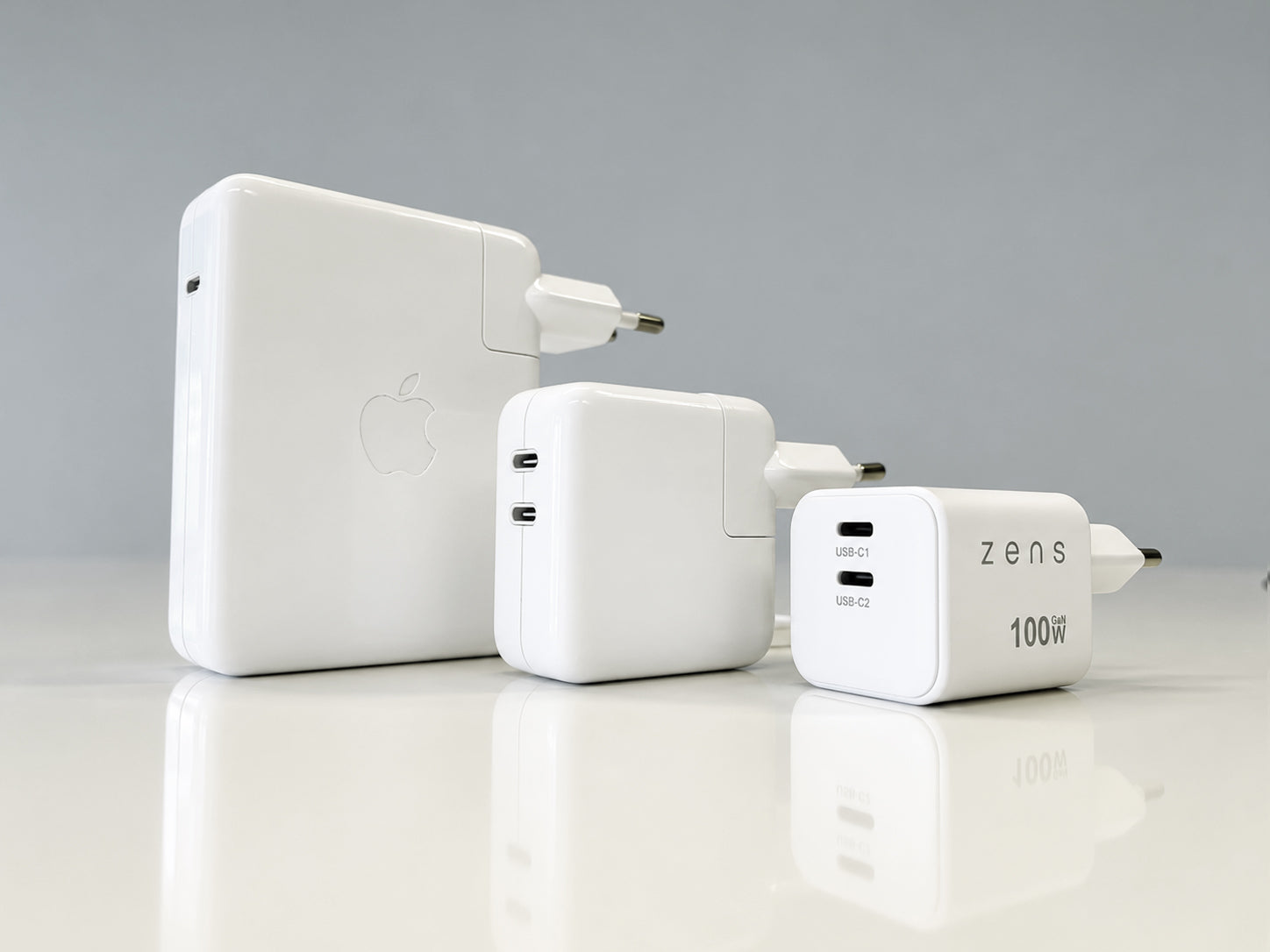 Apple 140W and 35W Adapters vs. Zens Compact USB-C Power Adapter 100W