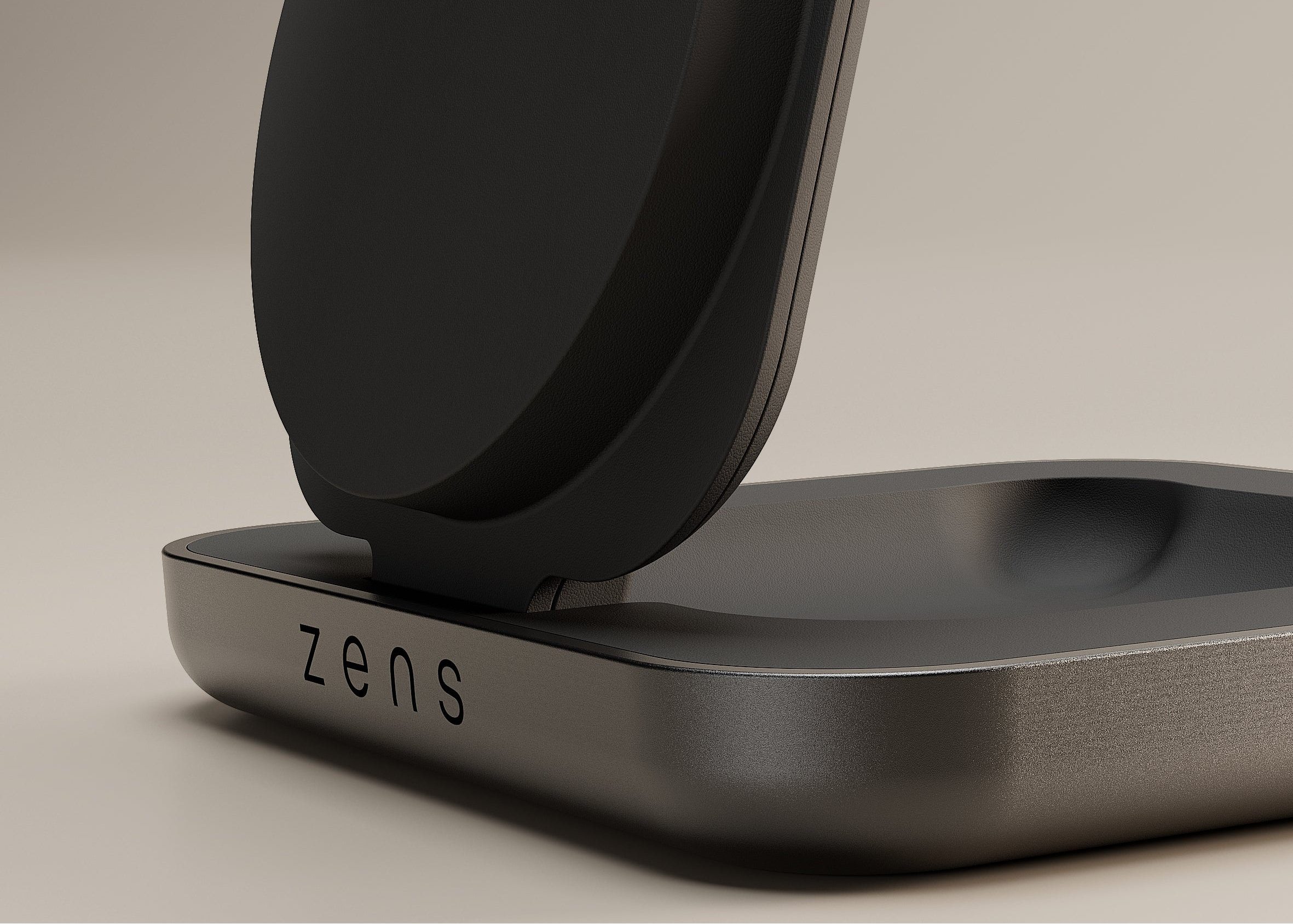 Black Zens magnetic wireless nightstand charger on a white background