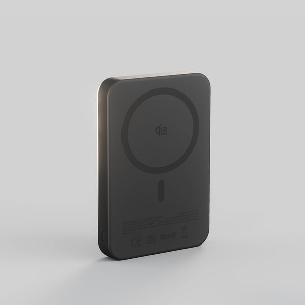 Back view of the Zens semi solid wireless powerbank on a white background