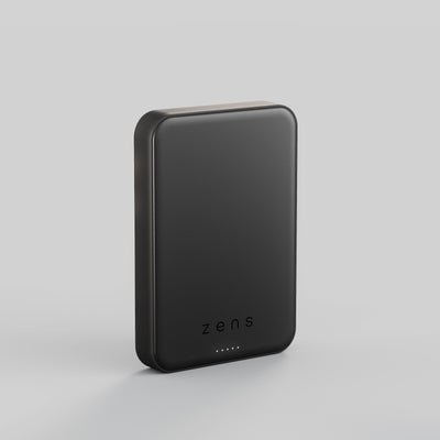 Front view of the Zens semi solid wireless powerbank on a white background