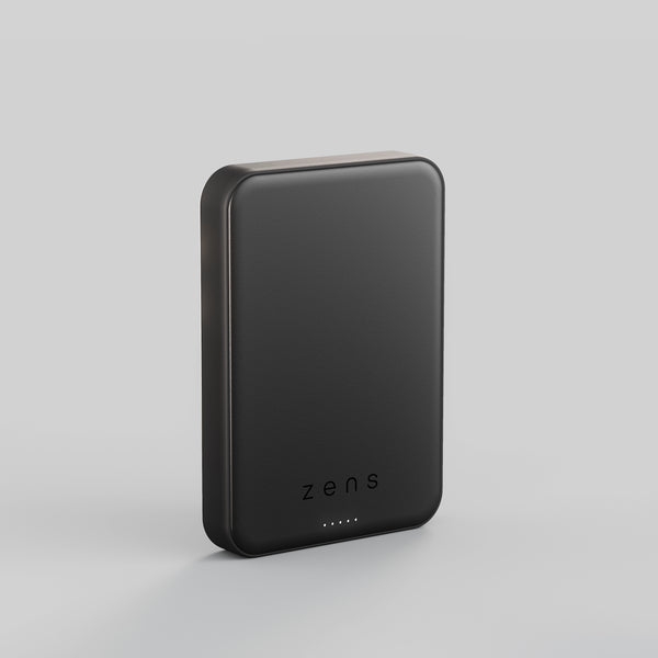 Front view of the Zens semi solid wireless powerbank on a white background