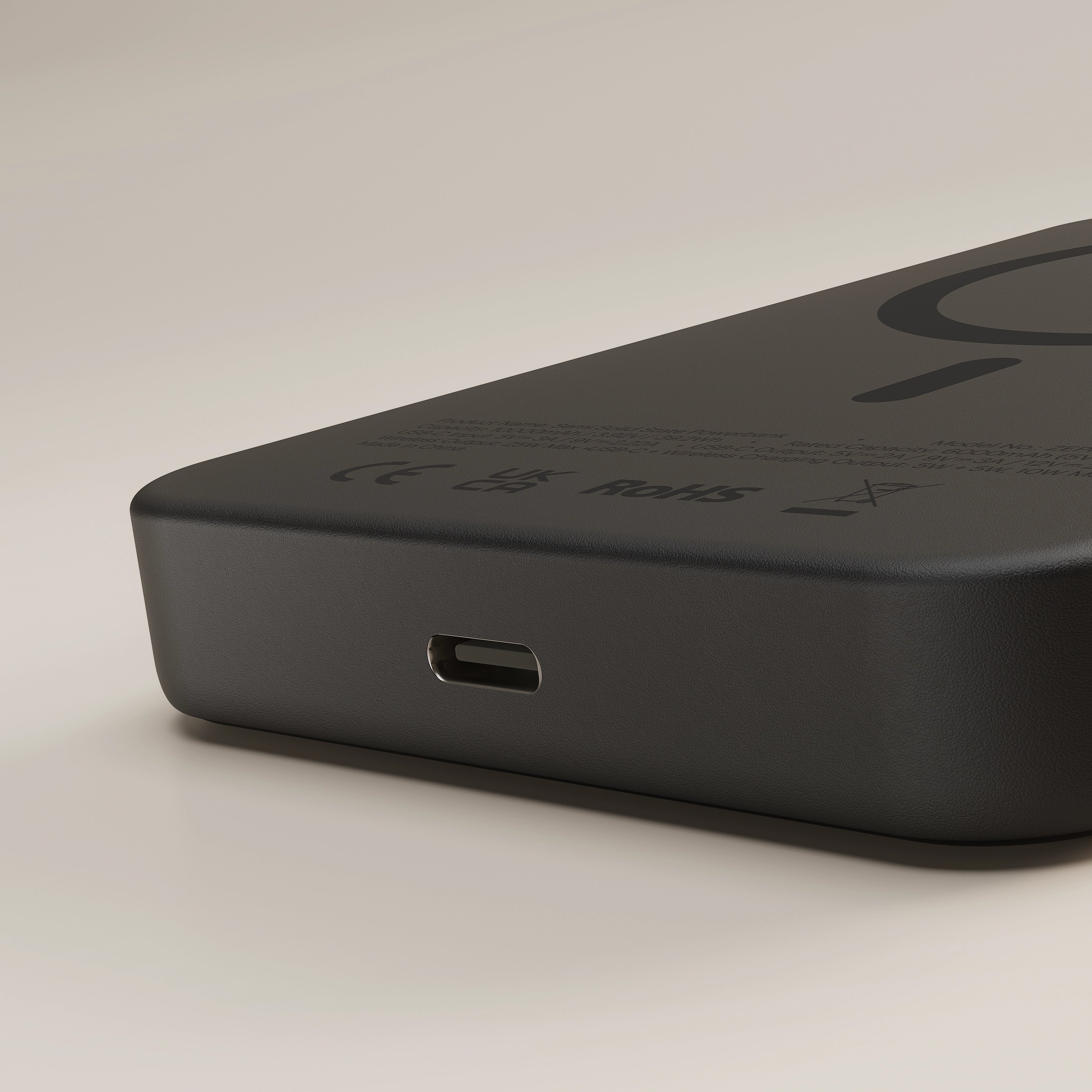 Close up of the Zens semi solid MagSafe wireless powerbank on a white background