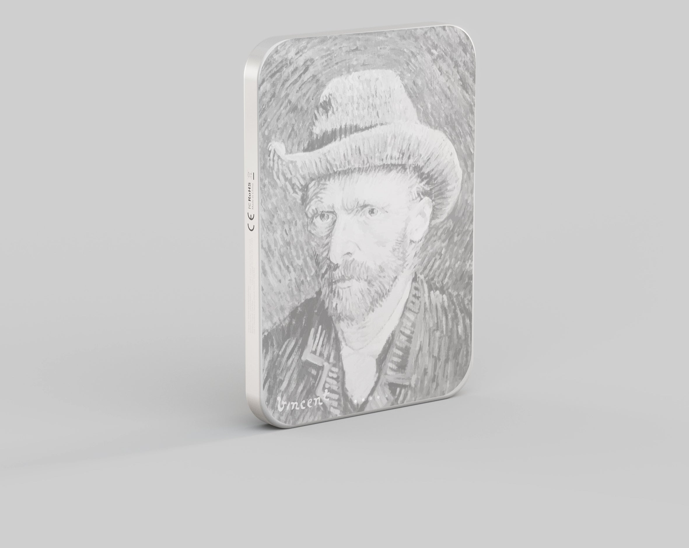 Customized magnetic power bank featuring a Van Gogh artwork design.