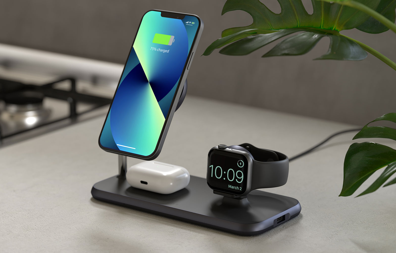 Magnetic+Watch wireless charger with iPhone 13
