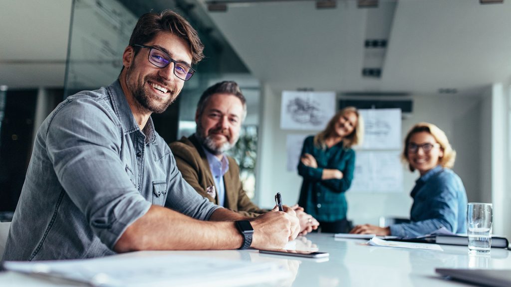 People working in a meeting room