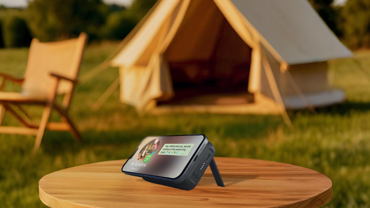 magnetische powerbank op de camping