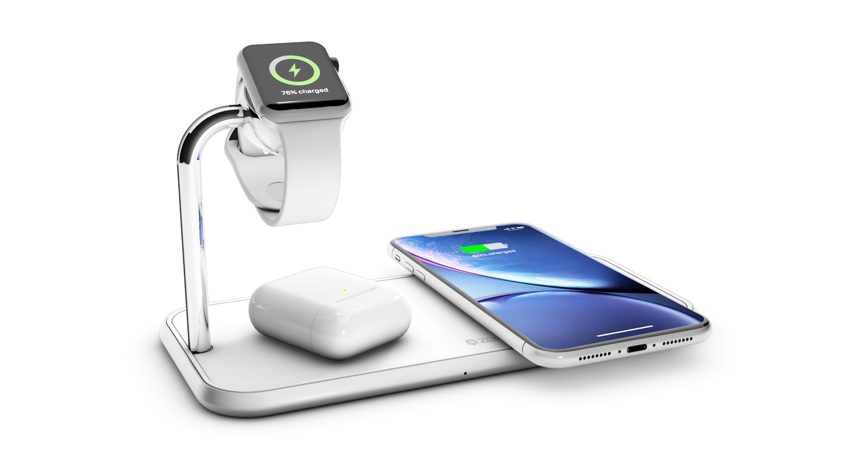 ZENS Dual+Watch Aluminium Wireless Charger with Apple Watch, AirPods and iPhone Xr AirPower alternatives