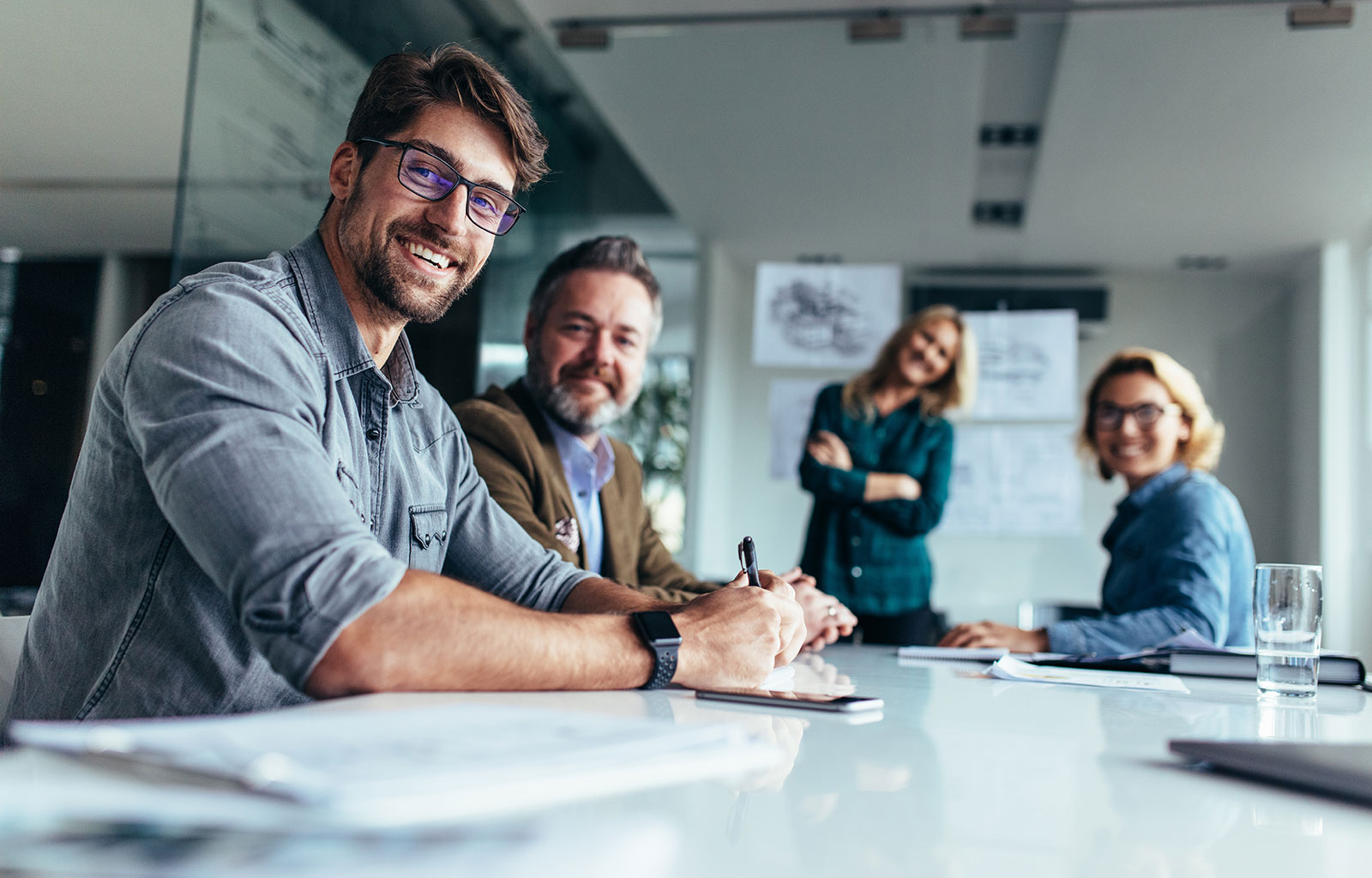 People working in a meeting room