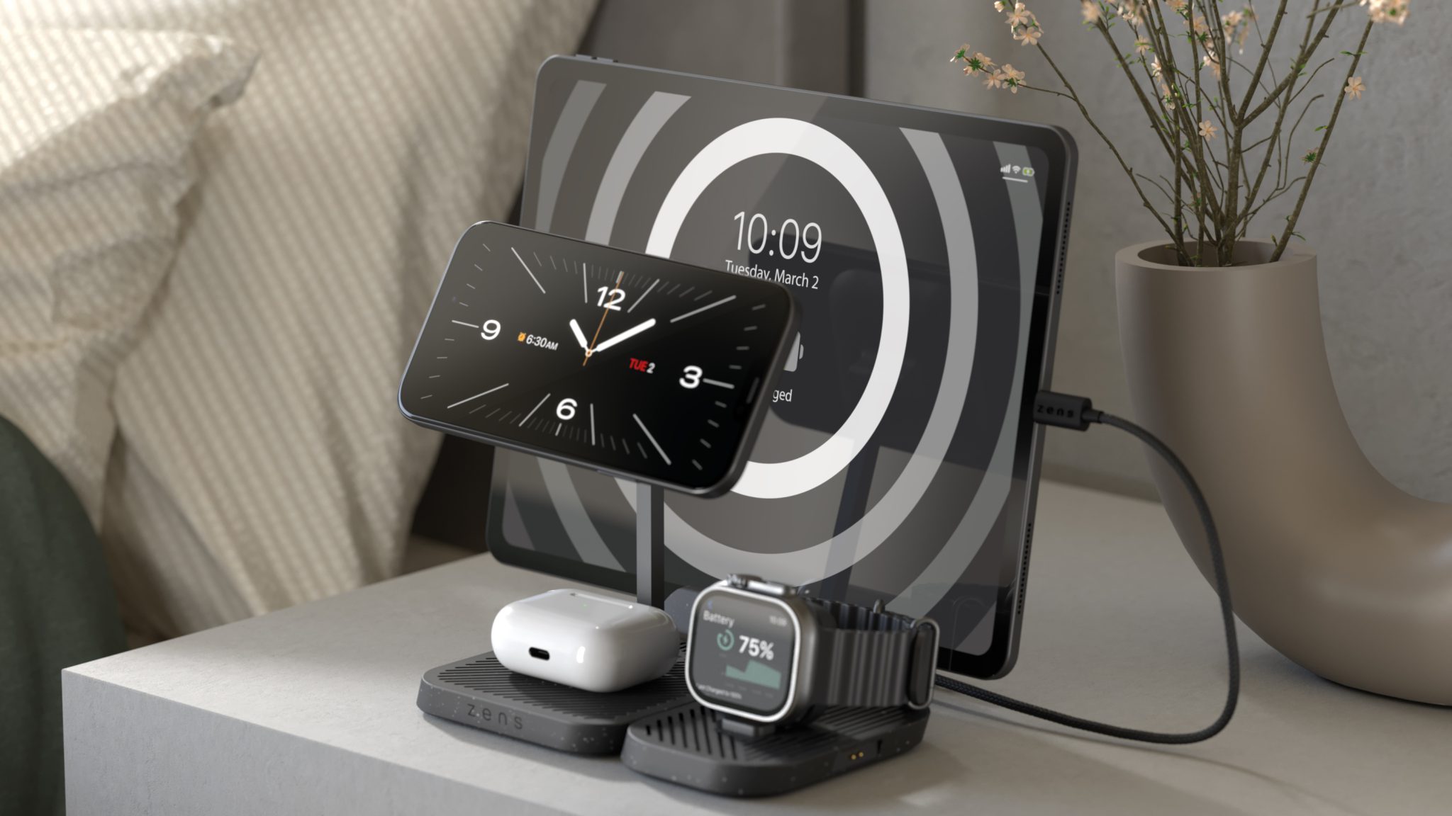 4-in-1 Modular Wireless Charger with iPad Charging Stand | Zens